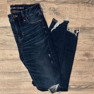 American Eagle Outfitters Women's High Rise Dark Blue Jeans